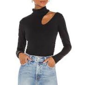 Susana Monaco Long Sleeve Cutout Top Black  XSmall